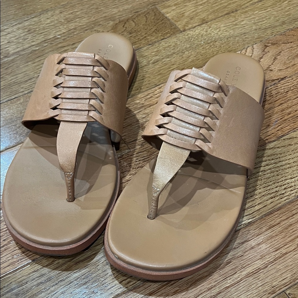 Cole Haan Women's Tan Braided Thong Slide Sandals
